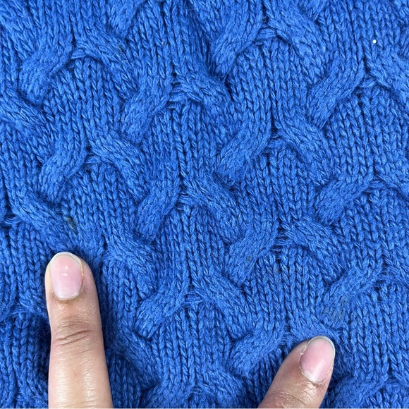 J. Crew Women Sz XS Sweater Honeycomb Cable Knit Wool Angora Blend Preppy Blue - Picture 9 of 9